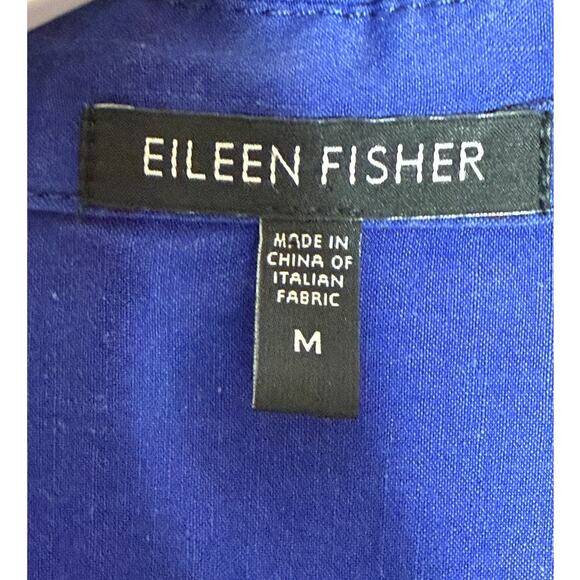 Eileen Fisher Long Sleeve Blue Dress Size Medium Linen Blend Button Down - Picture 9 of 10